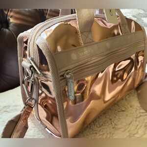 LeSportsac Metallic Mini Duffle Rose Gold Quartz
Bag New Trendy Retails $125
